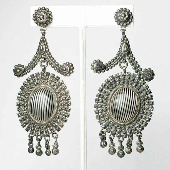 Victorian Cut Steel Chandelier Drop Earrings